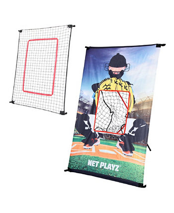 Комплект для бейсбола, бейсбол для юниоров, комплект для тренера по софтболу, сетка для отскока и мишень для броска с сумкой для переноски, 3 x 5 футов Net Playz