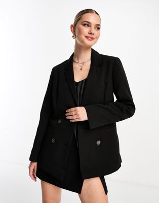 Черный двубортный пиджак оверсайз Miss Selfridge Miss Selfridge