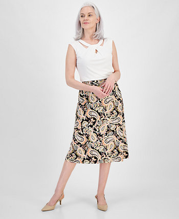 Women's Paisley-Print Pull-On Midi Skirt Kasper