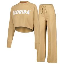 Женский комплект из укороченного свитшота и спортивных штанов реглан цвета коричневого цвета Florida Gators Unbranded