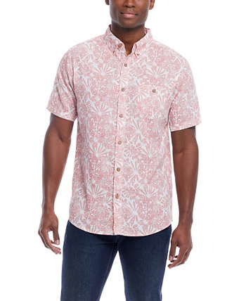Men's Short Sleeve Print Linen Cotton Shirt Weatherproof Vintage
