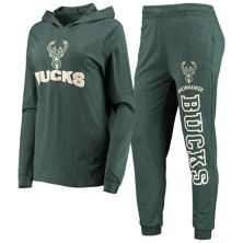 Женский комплект Sport Hunter Green Milwaukee Bucks с капюшоном и брюками для сна Unbranded
