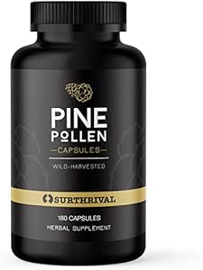 Surthrival: Pine Pollen Powder (Порошок) Capsules (Капсулы) (180 Count), Wild Harvested, Energy & Endurance Restoration Surthrival