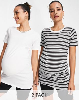 River Island Maternity 2 pack short sleeved t-shirt in black and white River Island Maternity