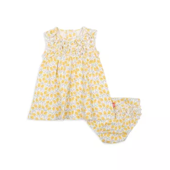 Двухсекционное платье Easy Peasy с рюшами для маленьких девочек и усилитель; Комплект шароваров MAGNETIC ME