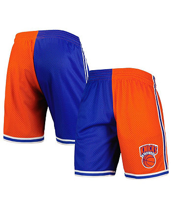 Мужские синие и оранжевые шорты New York Knicks Hardwood Classics 1991 с разрезом Swingman Mitchell & Ness