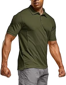 CQR Men's Polo Shirt, Short Sleeve Tactical Shirts, Dry Fit Lightweight Performance Golf Shirts, Outdoor UPF 50+ Pique Shirt CQR