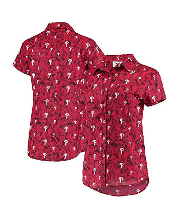 Женская красная рубашка Philadelphia Phillies с цветочным принтом на пуговицах FOCO