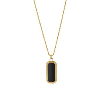 Goldplated Black Onyx Frame Pendant Necklace DEGS & SAL