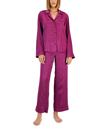 Пижамный комплект с атласным воротником и воротником, созданный для Macy's INC International Concepts