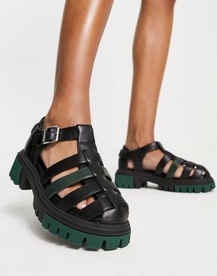 Черные сандалии-гладиаторы с зеленой подошвой Koi Footwear Koi Footwear