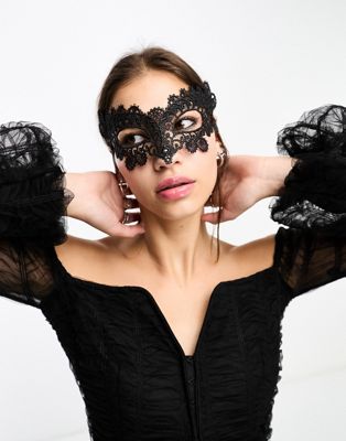 Черная кружевная маска для Хэллоуина ASOS DESIGN ASOS DESIGN