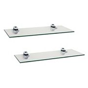 Set Of 2 Glass Floating Shelves With Chrome Brackets 16 X 6" Danya B