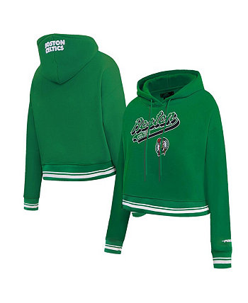 Женский укороченный пуловер с капюшоном Kelly Green Boston Celtics Script Tail Pro Standard