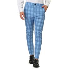 Men's Formal Color Block Slim Fit Flat Front Plaid Dress Pants Lars Amadeus