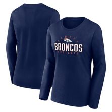 Women's Fanatics Branded Navy Denver Broncos Plus Size Foiled Play Long Sleeve T-Shirt Fanatics