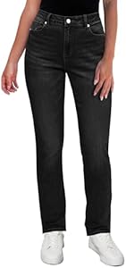 GRAPENT Straight Leg Jeans for Women High Waisted Trendy Slim Classic Stretchy Denim Work Trouser Jeans with Pockets Grapent