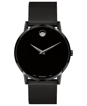 Мужские наручные часы Swiss Museum с сетчатым браслетом и черным PVD-покрытием 40 мм Movado