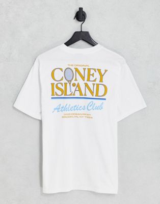 Coney Island Picnic athletics club t-shirt in white with chest and back print CONEY ISLAND PICNIC