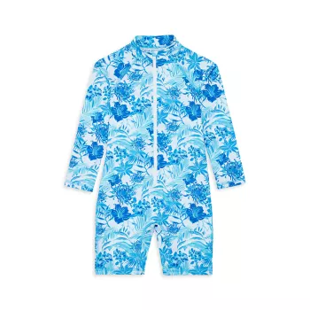 Little Girl's &amp; Girl's Tahiti Flowers Jersey One-Piece Swim Wetsuit VILEBREQUIN