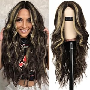 AISI HAIR Auburn Wigs for Women, Long Wavy Lace Hairline Wig, Middle Part Synthetic Heat Resistant Wig for Daily Party AISI HAIR