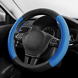 Skechers Steering Wheel Cover,Leather Steering Wheel Cover Hexcomb Design Embedded TPE Steering Wheel Universal Fit 14" 1/2-15" Car Wheel Protector for Men Women Fit Suvs,Vans,Sedans,Car,Trucks,Blue Skechers