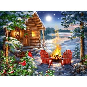 Springbok's 500 Piece Jigsaw Puzzle Christmas Cabin - Made in USA Springbok Puzzles