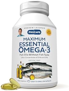 ANDREW LESSMAN Maximum Essential Omega-3 Mint - 30 Softgels - Ultra-Pure, High Potency Omega-3 Oils. High DHA, No Stomach Upset, No Contaminants, No Mercury. Small Easy to Swallow Softgels Andrew Lessman