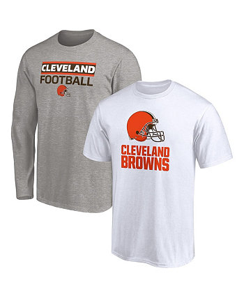 Комбинированный комплект мужской футболки Cleveland Browns белого и серого цветов Fanatics