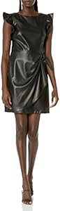 DKNY Women's Flutter Sleeve Faux Wrap with Hardware DKNY