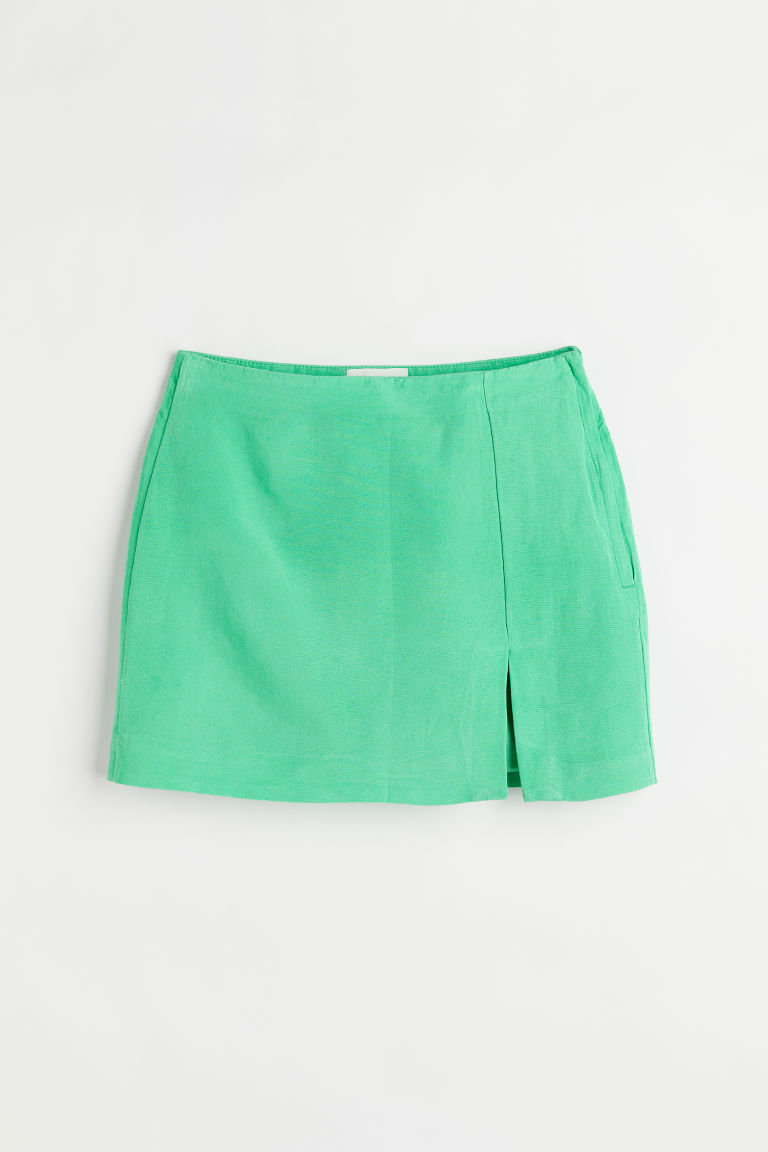 Короткая юбка из смесовой льняной ткани H&M