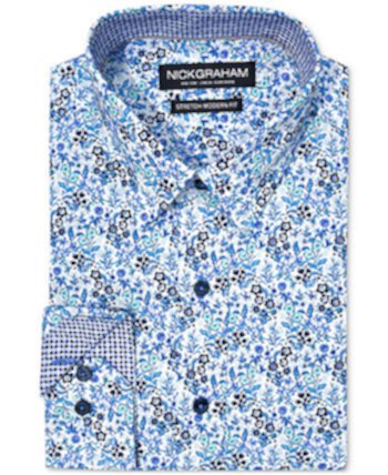 Мужская классическая рубашка Modern Fit с цветочным принтом полевых цветов Nick Graham