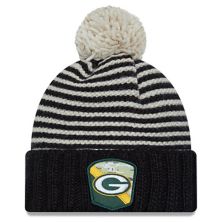Women's New Era  Black Green Bay Packers 2023 Salute To Service Cuffed Pom Knit Hat New Era