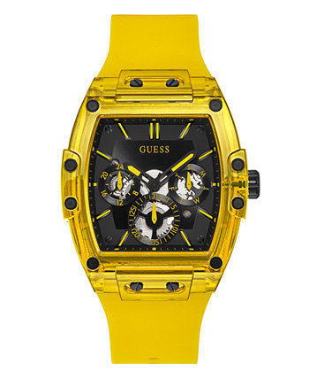 Мужские желтые силиконовые многофункциональные часы 43 мм GUESS