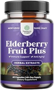 Black Elderberry Capsules Antioxidant Supplement - Elderberry Immune Support Skin Supplement with Skin Vitamins and Sambucus Extract - Immune System Support Natures Craft