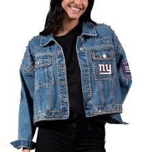 Women's G-III 4Her by Carl Banks New York Giants First Finish Medium Denim Full-Button Jacket In The Style