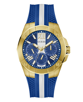 Men's Analog Blue Silicone Watch 44mm GUESS