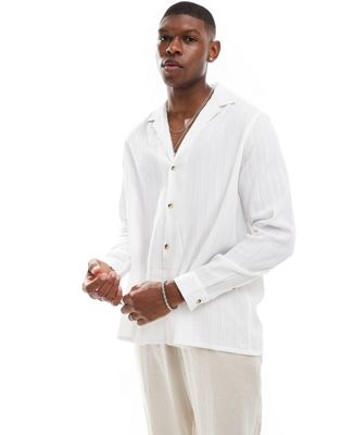 ASOS DESIGN long sleeve relaxed revere collar shirt in white ASOS DESIGN