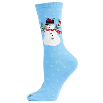 Snowman & Bird Holiday Crew Socks Memoi