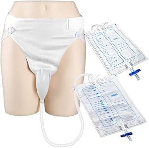 Wearable Urinal Collector with Reusable Silicone Urine Catheter Bag (2000ml & 1000ml), Portable External Catheter Urine Bag for Men Blue YOOGUSTO