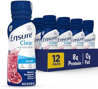 Ensure Liquid (Жидкость) Clear Nutrition Drink, 0g fat, 8g of protein, Blueberry Pomegranate, 10 Fl Oz (Pack of 12), Bottle, gluten free Ensure