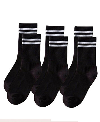 Women's Double Stripe Anti Stink Crew Socks, Pack of 6 Stems