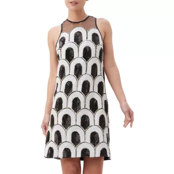 Мини-платье без рукавов с геометрическим узором и пайетками Johana Trina Turk
