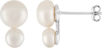 Серьги 5–7 мм с пресноводным жемчугом и фианитами Splendid Pearls