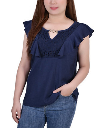 Миниатюрная блуза без рукавов с развевающейся кокеткой NY Collection