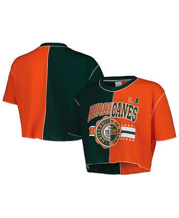 Женская зелено-оранжевая укороченная футболка Miami Hurricanes с цветными блоками ZooZatz