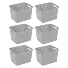 Sterilite 12736 Tall Wicker Weave Plastic Laundry Hamper Storage Basket, Gray (6 Pack) Sterilite