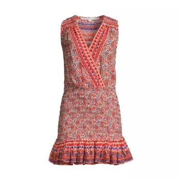 Мини-платье Cox Paisley с присборенной отделкой VERONICA BEARD