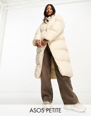 Женское Длинное Пальто ASOS Petite в Кремовом Цвете ASOS Petite
