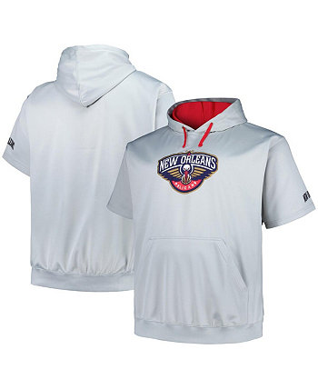 Мужской серебристый пуловер с логотипом New Orleans Pelicans Big and Tall с капюшоном Fanatics